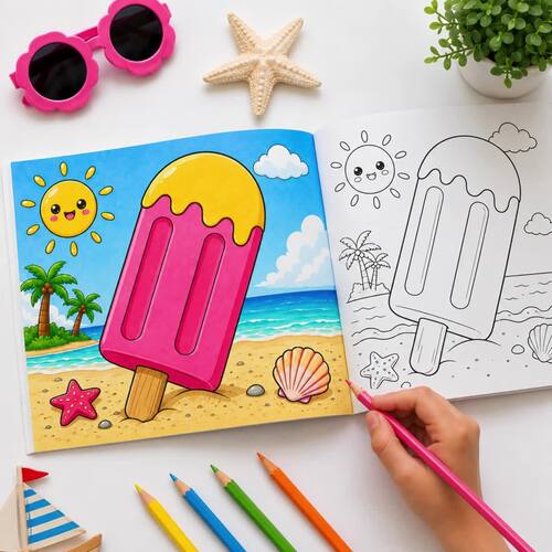Big Summer Fun Coloring Book, Giant Objects, Bold & Easy Coloring Pages