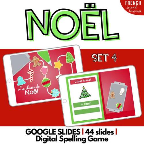 French GOOGLE SLIDES | Vocabulary NOËL Christmas Activities Hunt SET 4