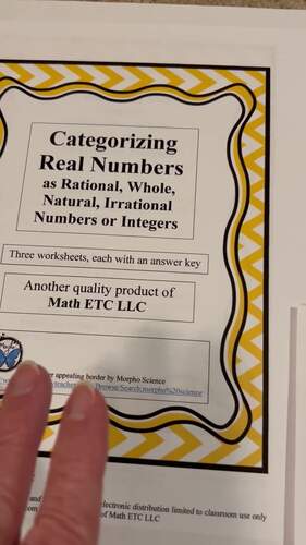 Categorizing Real Numbers Worksheets