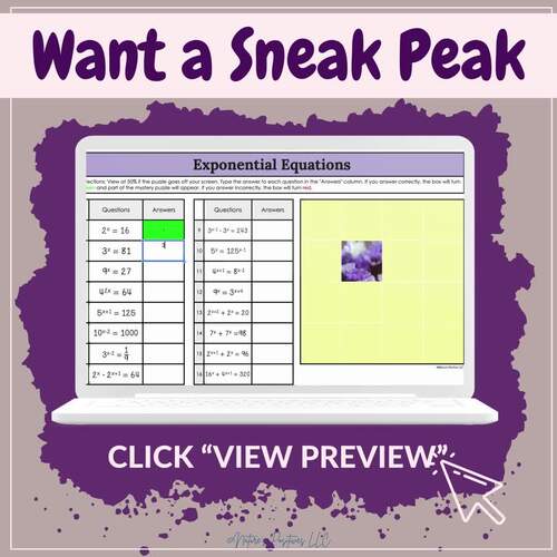 Solving Exponential Equations Digital Mystery Picture Activity - Algebra 2