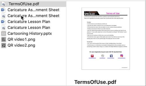 Caricature Art Lesson. Video Presentation, Lesson Plan & Assignment Sheet