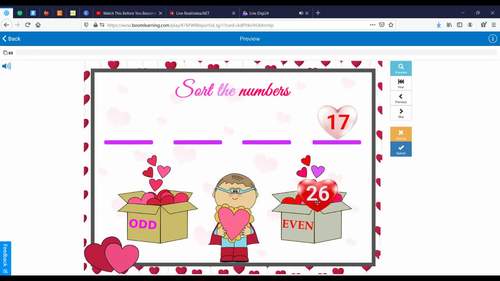 Valentines Day Math Even or Odd Numbers Within 100 Boom Cards 1st Grade ...