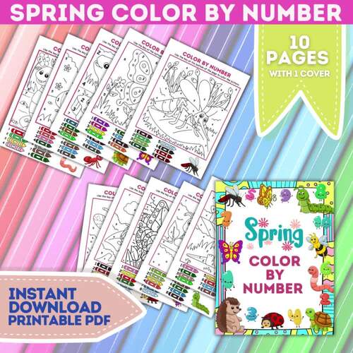 Spring Color By Number, Coloring Activities, Spring Coloring Sheet ...