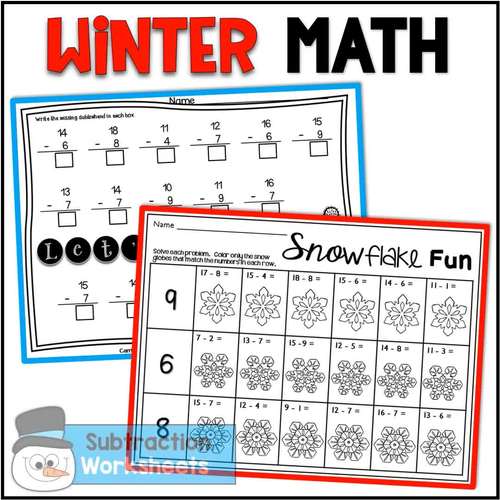 winter busy work math worksheets first grade tpt