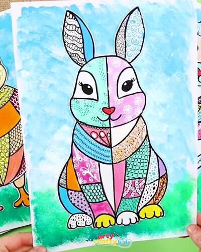 Spring Animal Pattern Art | KS1, KS2, Grades 1-6+ | Doodle and Mark-Making