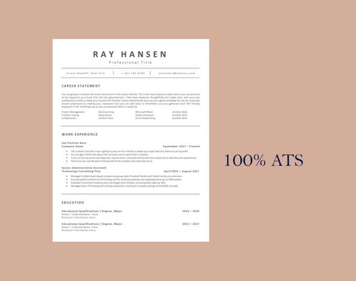 ATS Friendly Resume Template, Applicant tracking system friendly ...