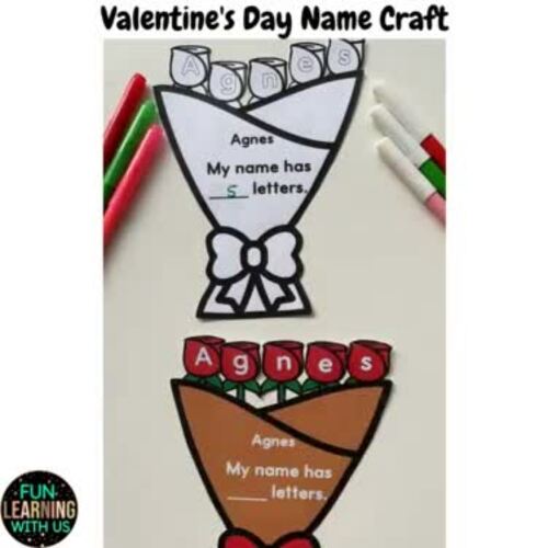 Flower Bouquet Name Crafts Valentines Day Editable Name Activity