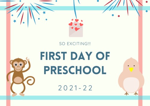 Preview of First Day of School or Preschool Personalized Custom Printable Sign