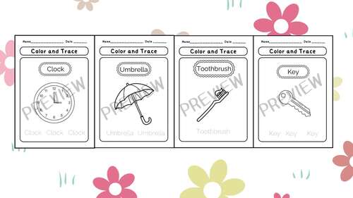 30 Everyday Objects to Color & Trace: Fun Learning for Kids! by mywaiwai