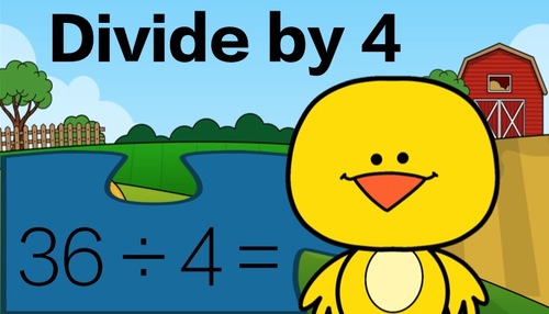 Preview of Divide by 4 Fact Fluency: At the Farm: Math Brain Break