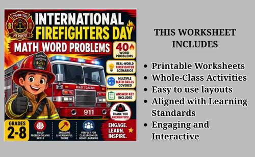 Firefighters Day Math Word Problems | Engaging Holiday Math Activity ...
