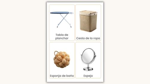 Spanish Bathroom & Household Objects Flashcards | Printable Spanish ...