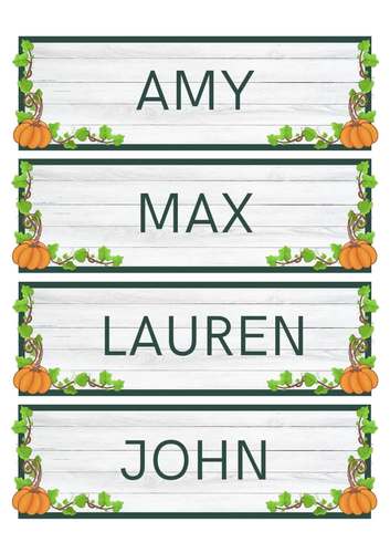 Student Name Desk Labels → EDITABLE / PRINTABLE Pumpkin Classroom Tags