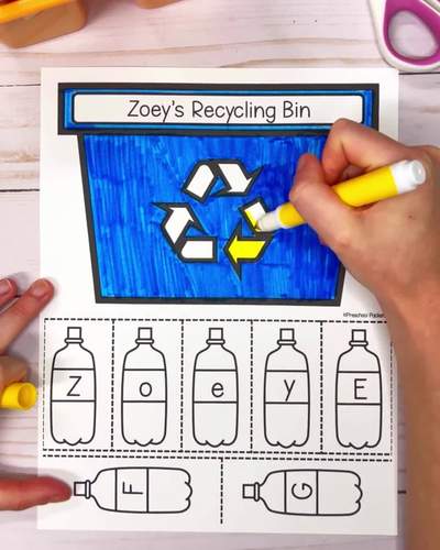 Earth Day Editable Name Craft Preschool Recycling Activity by