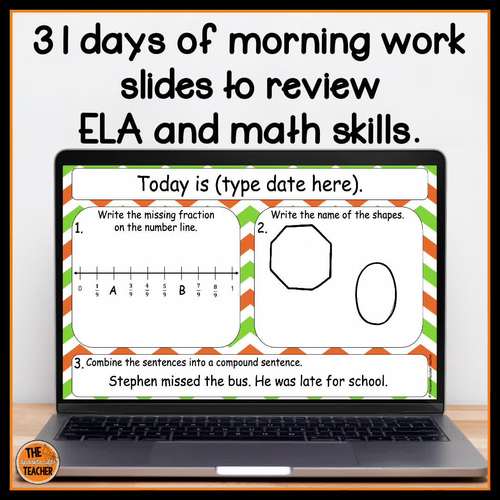 March Math and ELA Morning Work Slides by The Spooktacular Teacher