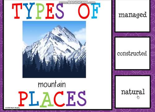 natural, managed and constructed posters boom cards and worksheets