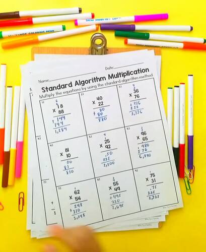 Standard Algorithm Method of Multiplication Worksheet by The Joy in ...