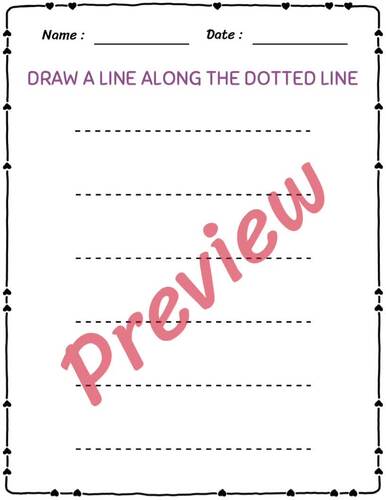 Draw a line along the dotted line worksheet, Kindergarten,Printables