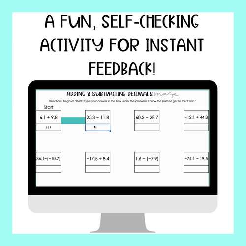 Adding and Subtracting Decimals Maze Activity - Worksheet and Digital ...