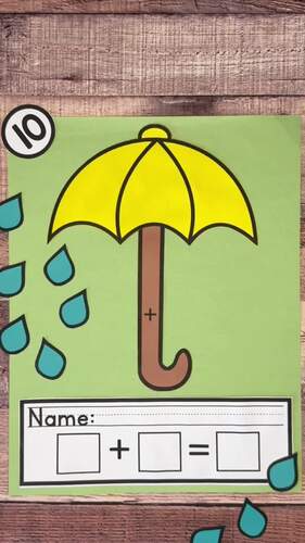 Spring Math Craft | Umbrella Raindrop Addition | Decomposing, Addition, Numbers