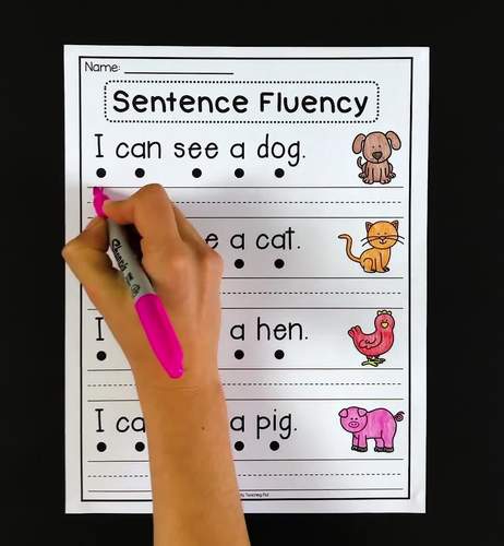 sentence fluency worksheets kindergarten reading by my teaching pal