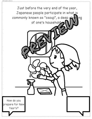 New Year's Day in Japan: Coloring Pages Reading Passages by ...