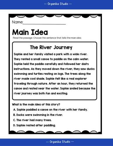 Main Idea Worksheets 2nd Grade | Reading Comprehension with Multiple Choice
