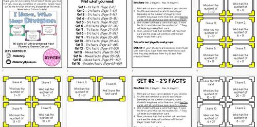 I Have Who Has Division Facts | Math Fact Fluency Game | #marchmathness