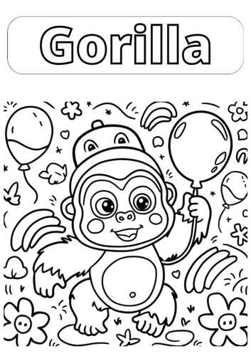 Best Printable Gorilla coloring page,kids,cute,funny,sheet,funny