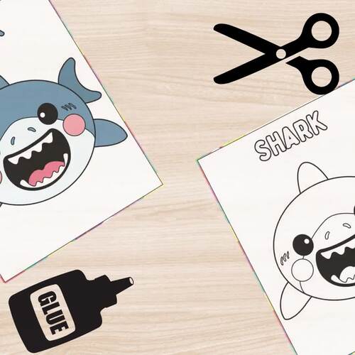 Shark Craft Template-Ocean & Sea Animals Bulletin Board Craft-Cut&Paste ...