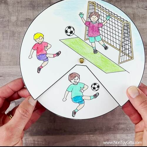 Soccer Spinner Craft Printable | Interactive Coloring Sports Activity