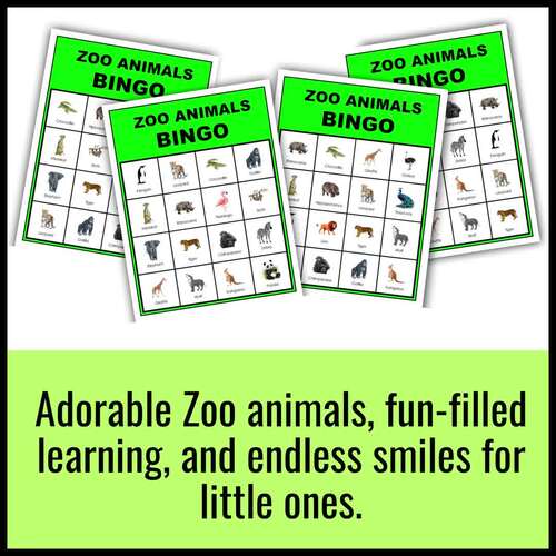 Zoo Animals Bingo Cards Printable - Fun Animal Activities for Kids and ...