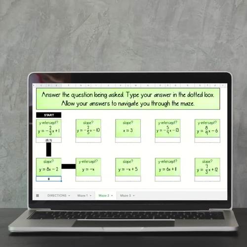 Digital Self Checking Maze Activity: Identifying Slope and Y-Intercept