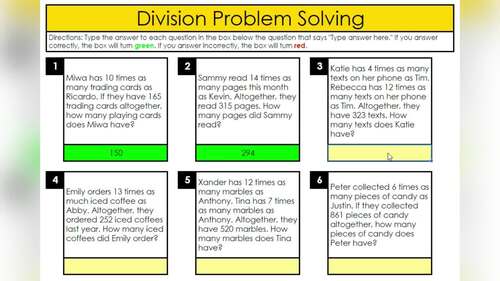 Division Problem Solving Printable and Digital Activities 5.NBT.6
