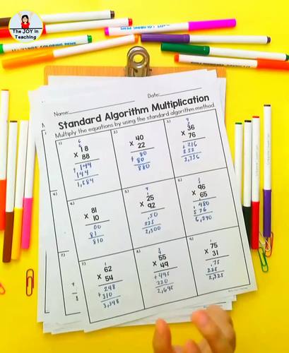 Standard Algorithm Method of Multiplication Worksheet by The Joy in ...