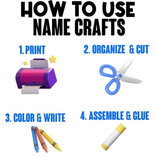 Back to School Name Craft Activity Bundle, Name Craft Activity | TPT