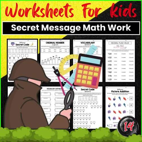 Secret Message Math Worksheets by Lib Anatomy school TPT