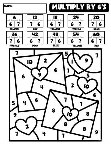 Valentine’s Day Color-by-Code Math Worksheets | Mixed Multiplication ...