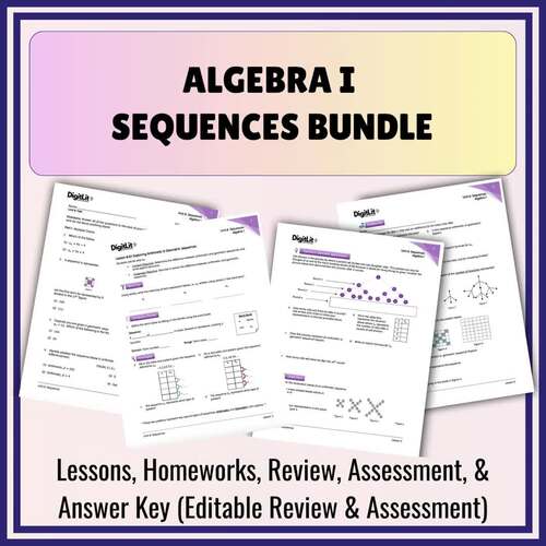 Sequences Unit for 9th Grade Algebra | Guided Notes, Worksheets, Review, Test