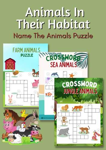 Crossword Puzzle: Animals in Their Habitat TPT