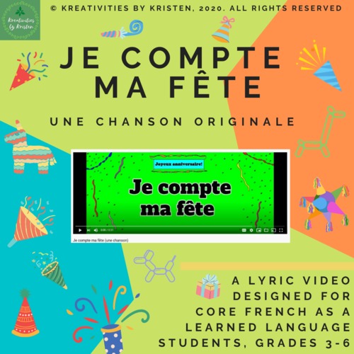 Preview of Une chanson originale - Je compte ma fête (lyric video with lyric sheet handout)