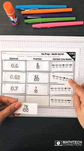 4th Grade Math Centers Fractions & Decimals Math Sorts Interactive Math ...