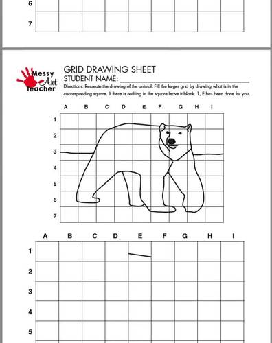 5 PACK Animal Grid Drawing Worksheets for Middle and High Grades