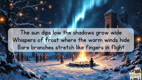 Preview of Music: Longest Night Winter Solstice Choir Song Classroom Songs Reading Lyrics