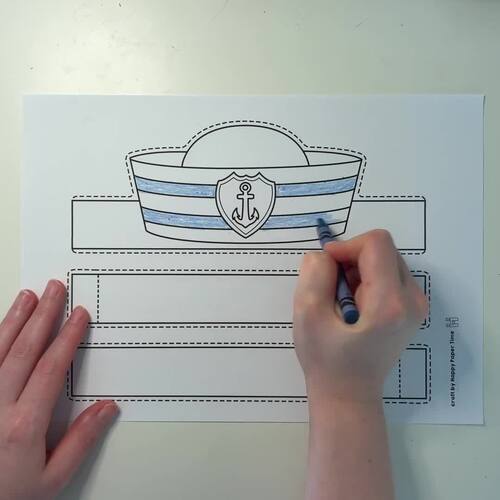 Sailor Cap Hat Paper Crown Printable Coloring Craft Activity Template ...