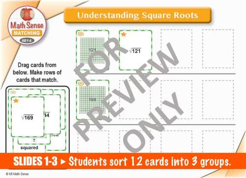 Understanding Square Roots DIGITAL MATCHING: 15 PPT / Google Slides 8E14-S