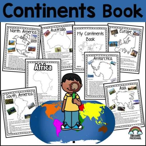 Continents Book - World Geography Activity for Preschool, Pre-K ...