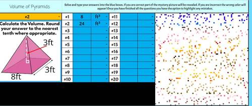 Volume of Pyramids Pixel Art by Pick Up and Go Resources | TPT