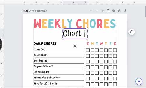 Weekly Chore Chart Printable & Editable Canva Template | Chore Chart ...