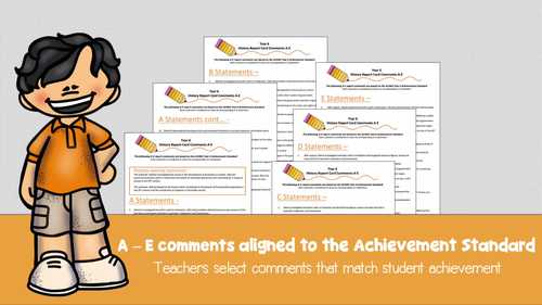 Australian Curriculum Year 6 History Report Card Comments by Ideacations